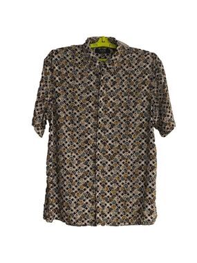 AXIS La Shirt 100% Silk Short Sleeve Geometric Design Men’s XL